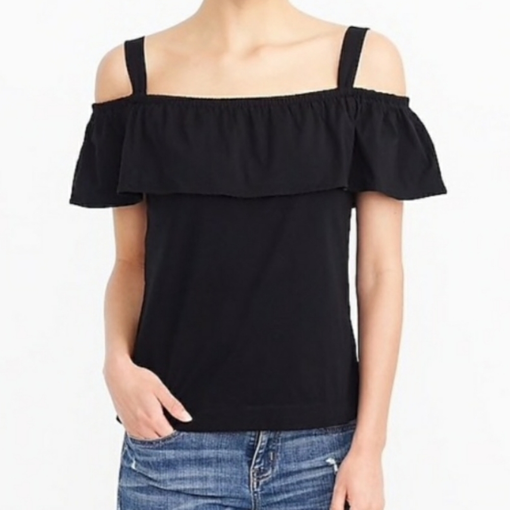 J. Crew Factory black off the shoulder knit top